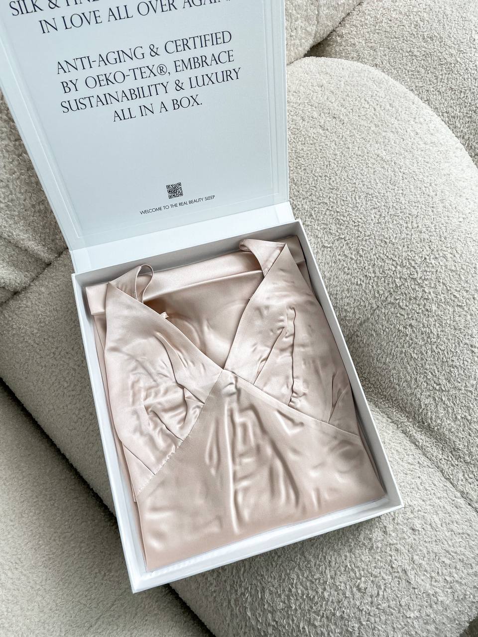 Victoria V-Neck Silk Slip | Champagne