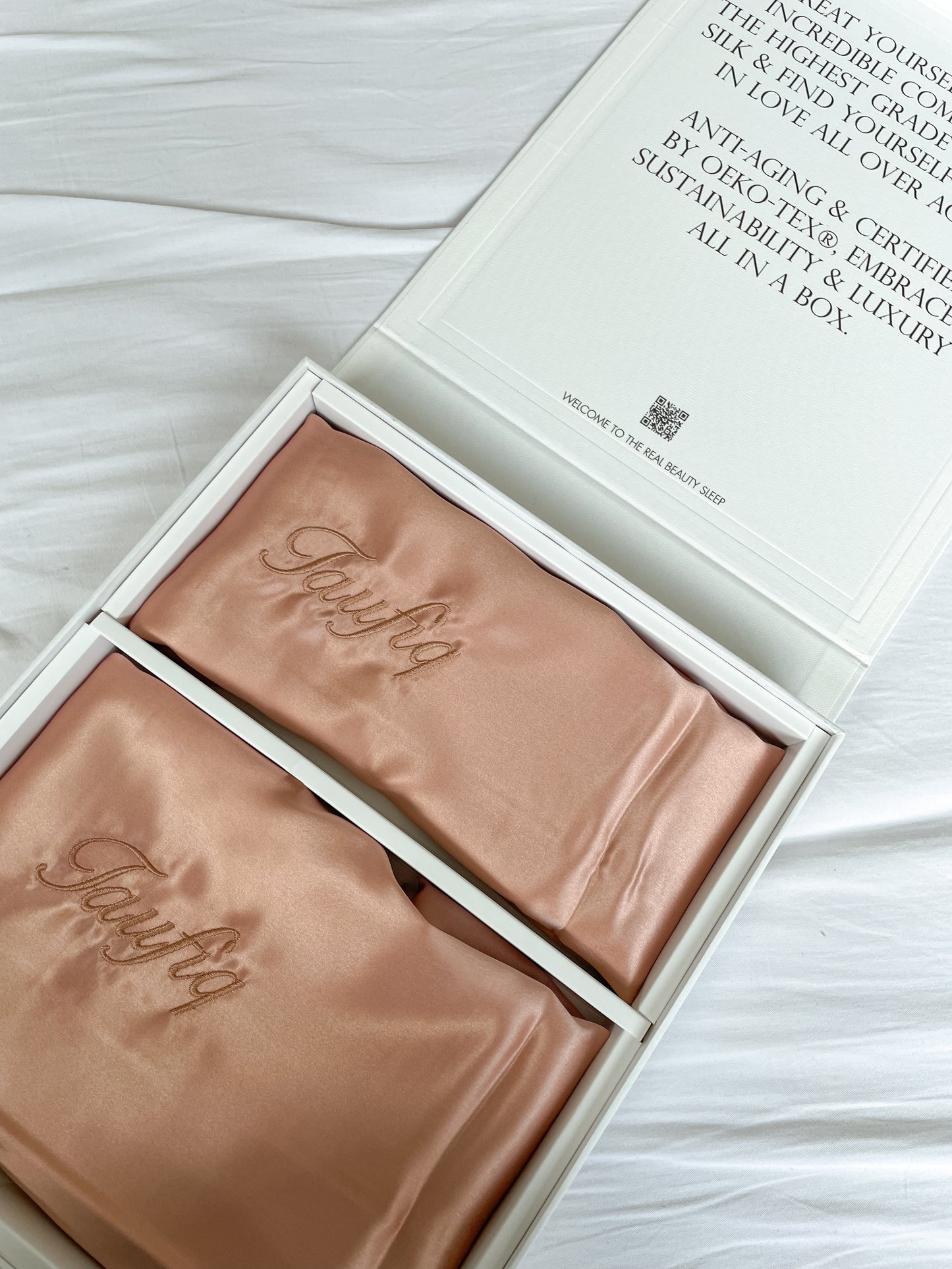 Couple Silk Pillowcase Set | Rose Gold