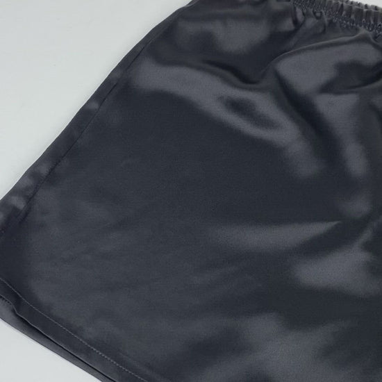 Liam Pure Silk Shorts in Black. Made from pure 100% mulberry silk with elastic waistband. Easy, Breezy and comfortable. 
