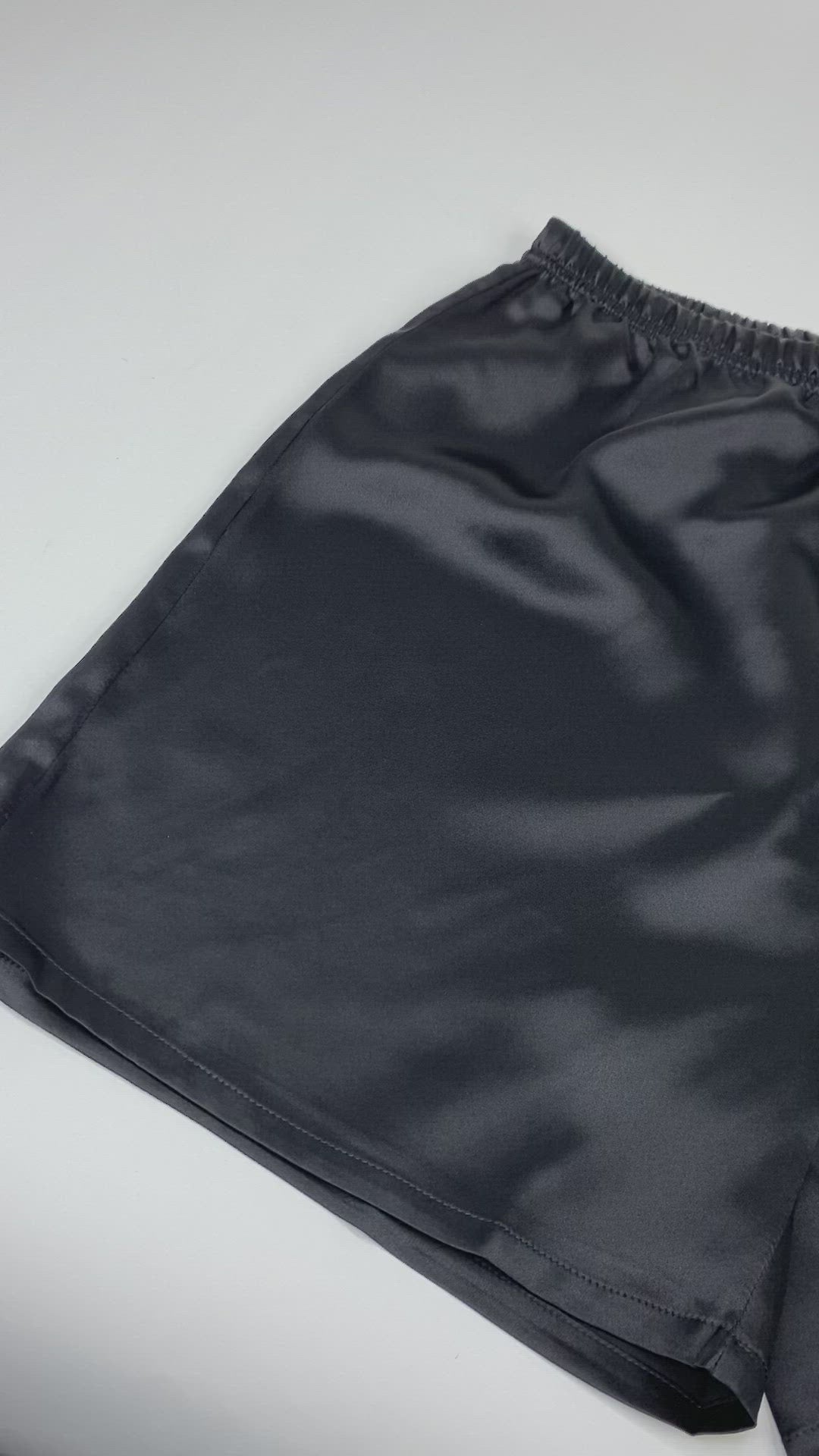 Liam Pure Silk Shorts in Black. Made from pure 100% mulberry silk with elastic waistband. Easy, Breezy and comfortable. 