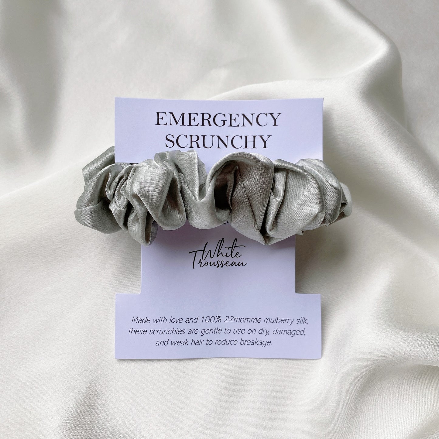 Send our mulberry silk scrunchie with this custom card to someone you know who's suffering from hair loss or breakage to ease their troubles!