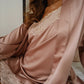 White Trousseau’s first smooth charmeuse silk lace robe in nude for the Exquisite Brides! Get ready in our Classic Silk Robe in comfort as you have your makeup and hair done. Recommended for sensitive skin, soft and gentle for your skin, the perfect blend of comfort, convenience, luxury, and the most affordable silk robe you can find here in Singapore! 
