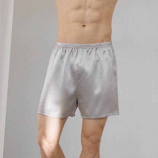 White Trousseau's Pure Mulberry Silk Pajamas Shorts in Silver