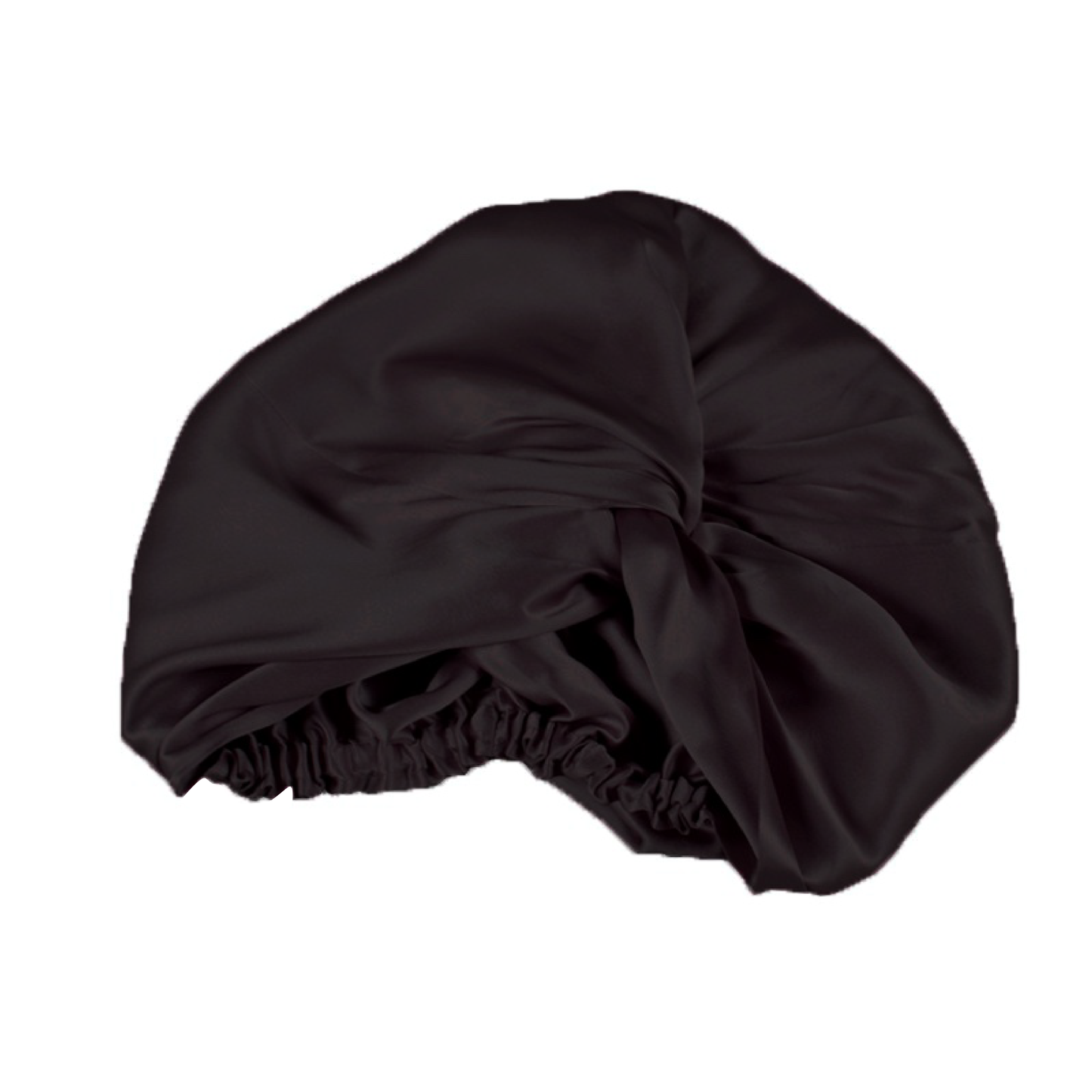 100% Pure Mulberry Silk hair Turban in Black. Mulberry silk is less absorbent than any other fabric, leaving hair more hydrated, glowing, and healthier