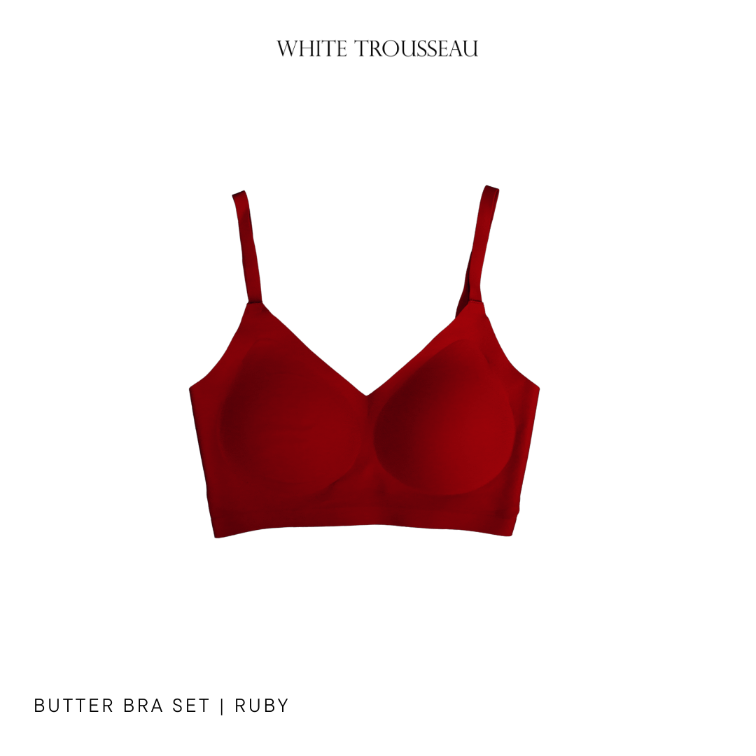 One Size Fits All Wireless Butter Bra Set | Ruby