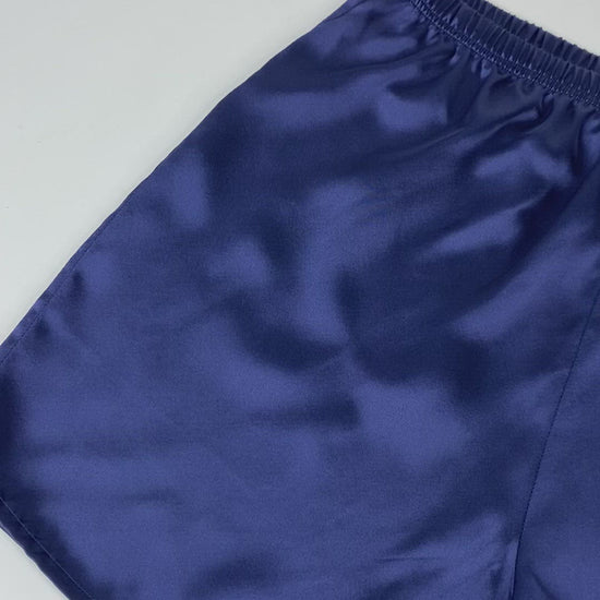 Navy Blue Pure Silk Pajamas Shorts
