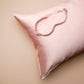 Pink 100% pure mulberry silk pillowcase and eye mask