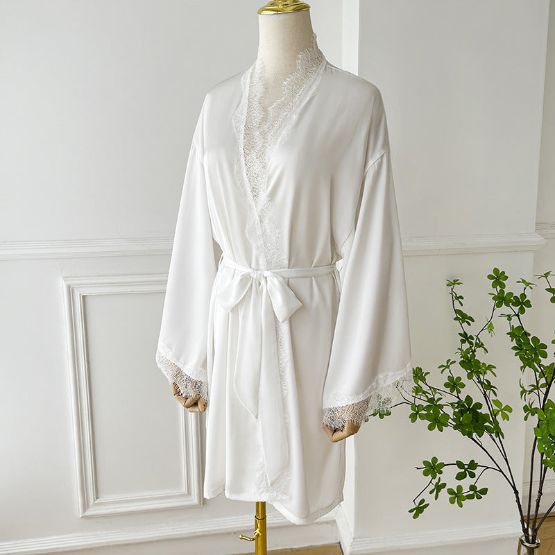 Classic Bride White Silk-Satin Robe