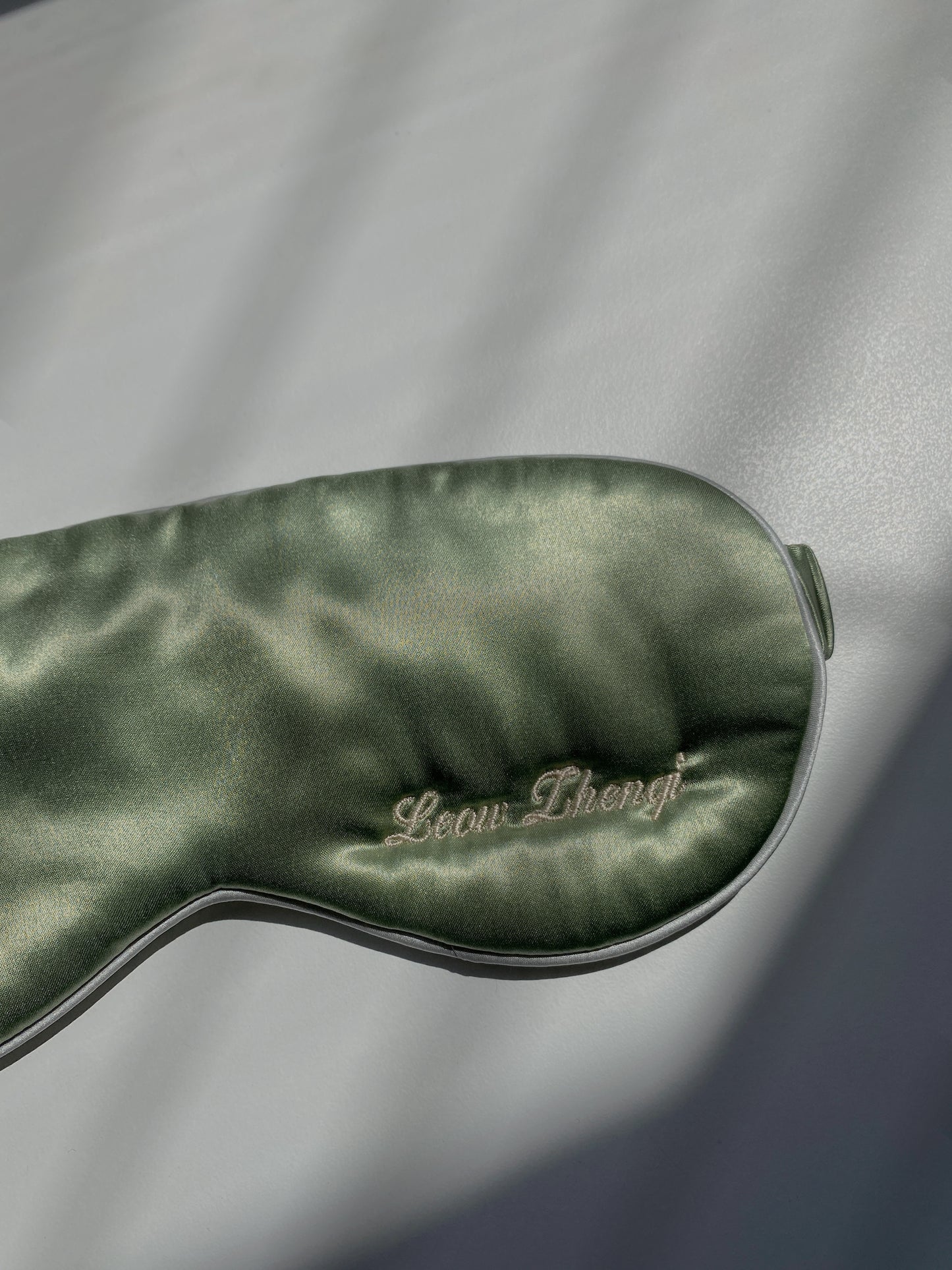 Mulberry Silk Eye Mask with name personalization. Customize your silk eye mask in Singapore Home of Mulberry Silk, White Trousseau now.