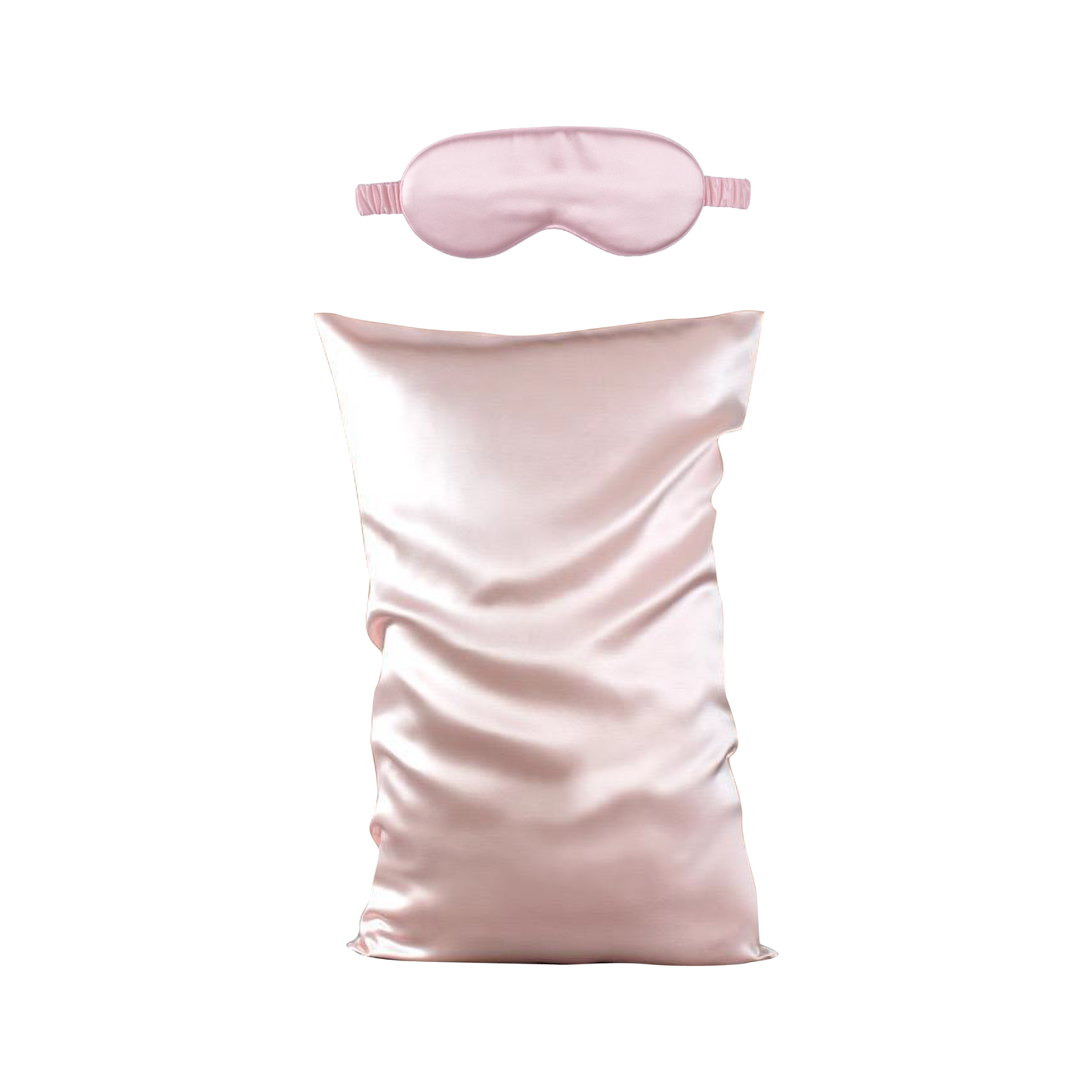 White Trousseau's 100% pure mulberry silk pillowcase and eye mask in Pink